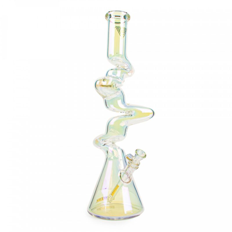 16" Metallic Terminator Finish 4-Arm Zag Beaker Tube - Rainbow