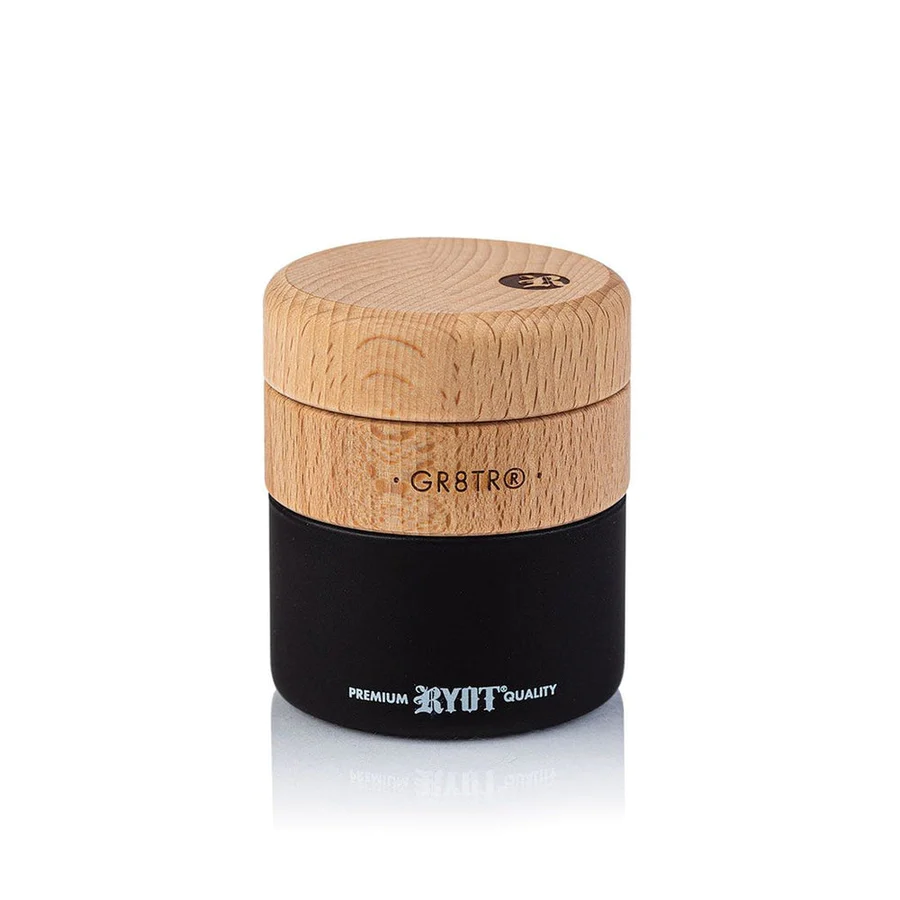 Beech Wood GR8TR Grinder with Jar Body (Black) BC Extract Supply